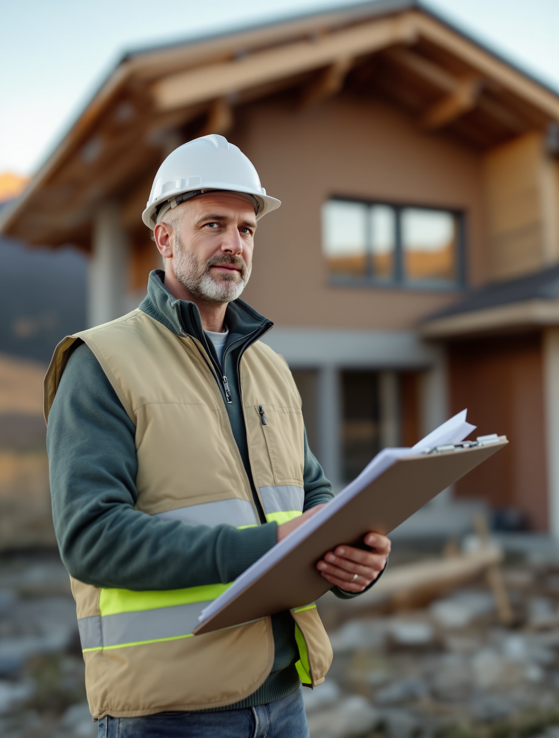 Jonas Schneider bei der Begehung einer Baustelle in Oberbayern